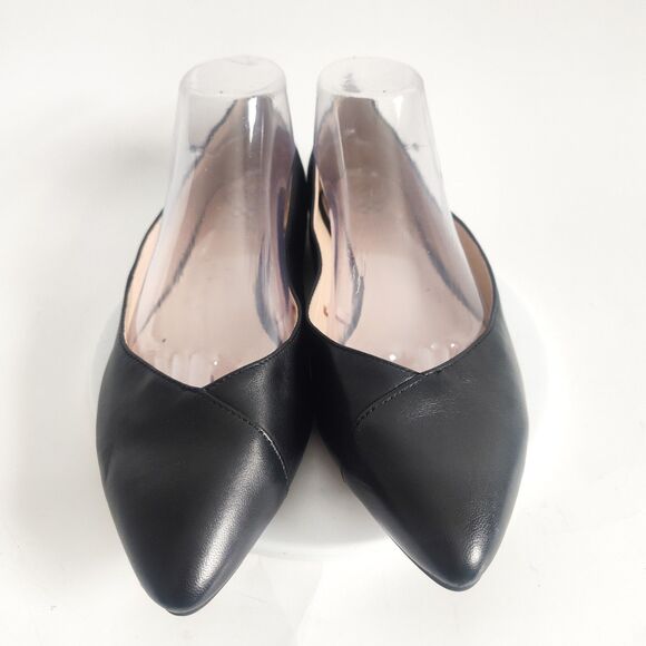 Vince Camuto Flats Size 10 Black Leather Crossover Pointy Toe Slip On Preppy - Picture 5 of 10